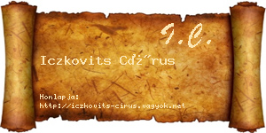 Iczkovits Círus névjegykártya